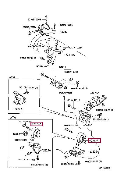1237211190 Toyota Подушка двигателя