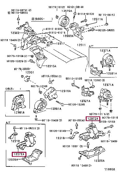 1237216230 Toyota Подушка двигателя