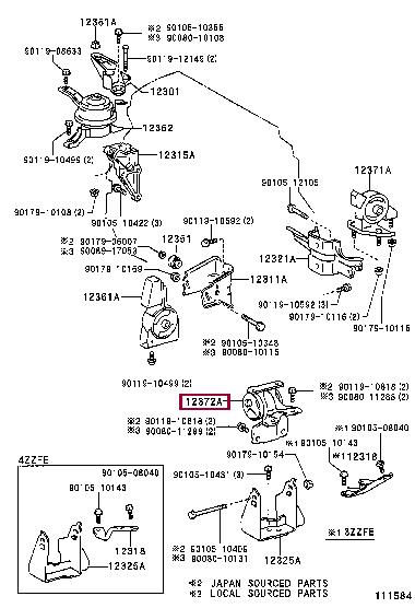 1237216430 Toyota Подушка двигателя