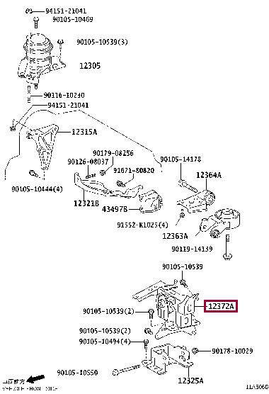 1237221390 Toyota Подушка двигателя