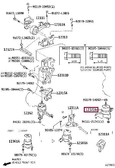 Подушка двигателя Toyota 12372-28250