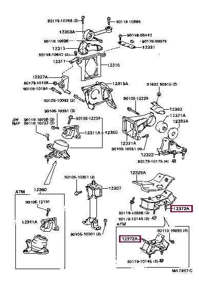 1237262070 Toyota Подушка двигателя
