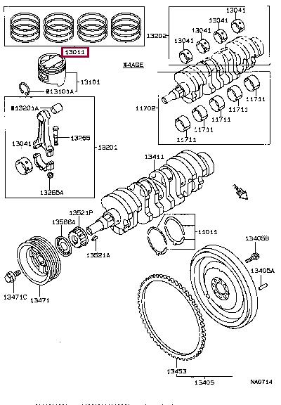 1301115050 Toyota Кольца поршневые