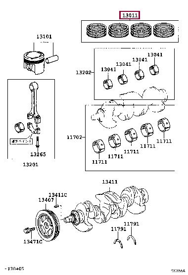 1301121080 Toyota Кольца поршневые