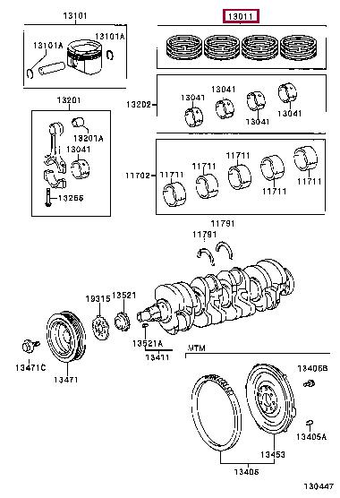Toyota 13011-22200 Кольца поршневые 1301122200: Отличная цена - Купить в Украине на EXIST.UA! 1301122200 Toyota Кольца поршневые