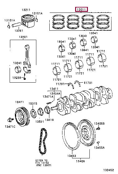 1301128130 Toyota Кольца поршневые
