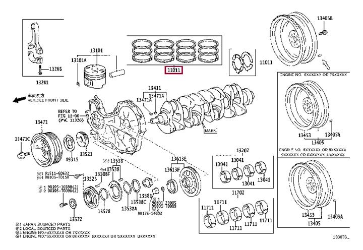 Кольца поршневые Toyota 13011-30120