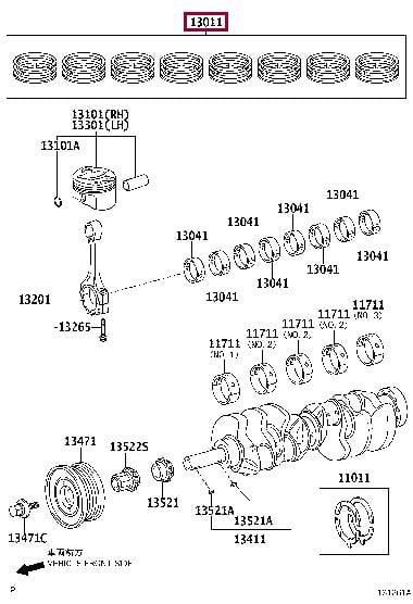 1301138090 Toyota Кільця поршневі