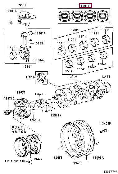 1301154130 Toyota Кольца поршневые