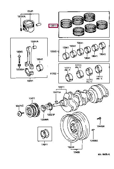 1301162100 Toyota Кольца поршневые