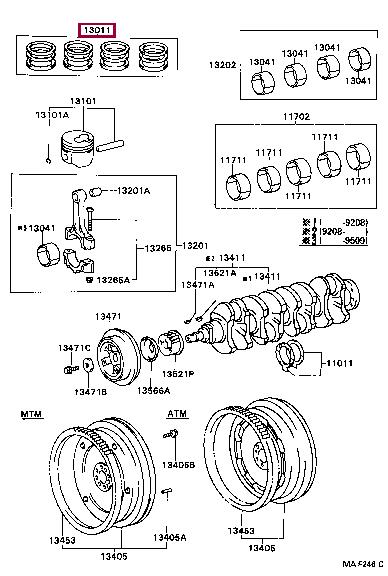 1301164230 Toyota Кольца поршневые