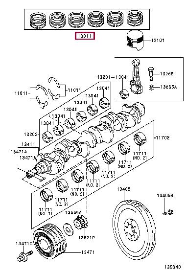 1301170110 Toyota Кольца поршневые