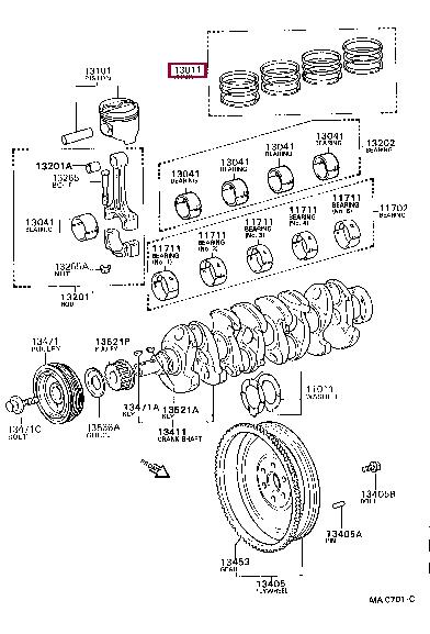1301174131 Toyota Кольца поршневые