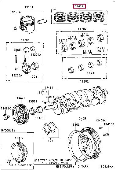 1301175080 Toyota Кольца поршневые