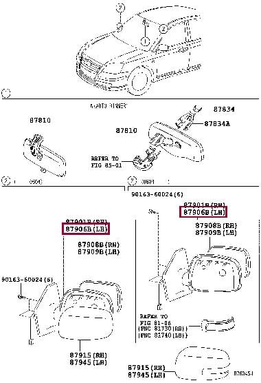8790605170 Toyota Зеркало наружное заднего вида