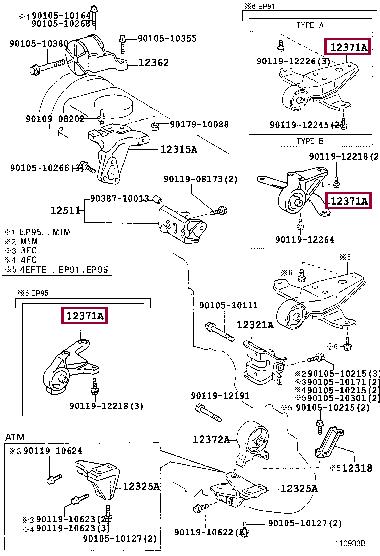 1237111580 Toyota Подушка двигателя
