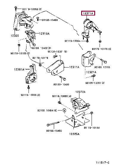 Подушка двигателя Toyota 12371-22070