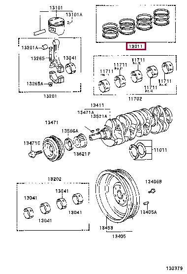 1301188480 Toyota Кольца поршневые