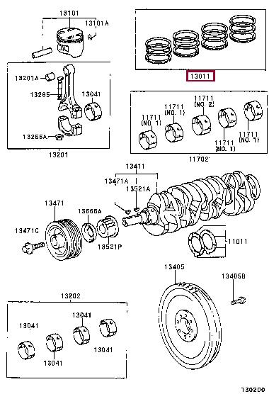 1301188570 Toyota Кольца поршневые