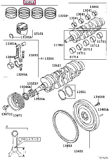 1301316210 Toyota Кольца поршневые