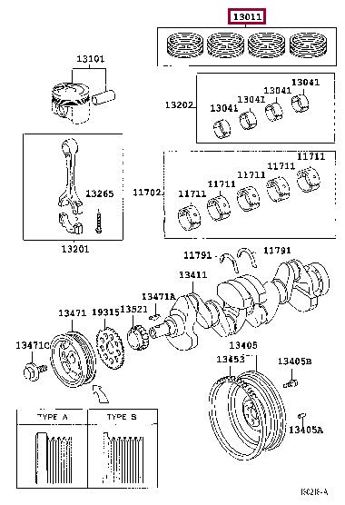 1301323041 Toyota Кольца поршневые