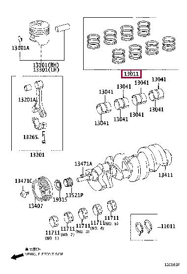 1301350162 Toyota Кольца поршневые