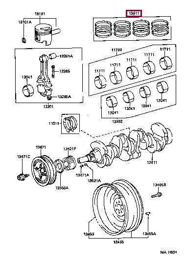 1301354120 Toyota Кольца поршневые