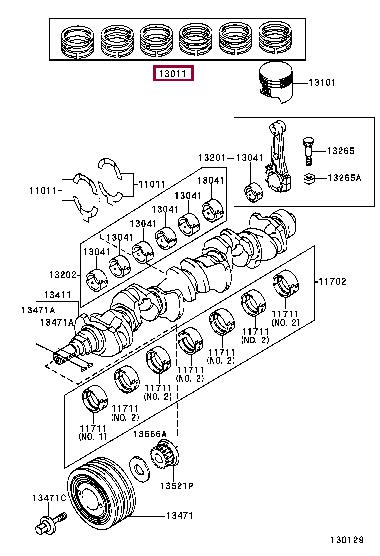 1301370090 Toyota Кольца поршневые