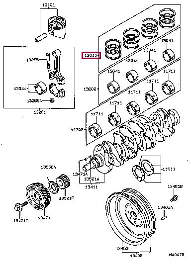 1301374121 Toyota Кольца поршневые