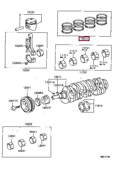 1301374361 Toyota Кольца поршневые