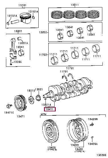 1340122040 Toyota Коленчатый вал
