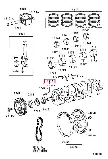 1341128040 Toyota Коленчатый вал