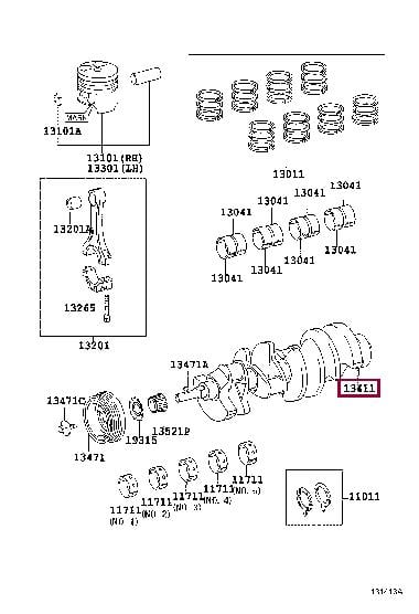1341150070 Toyota Коленчатый вал