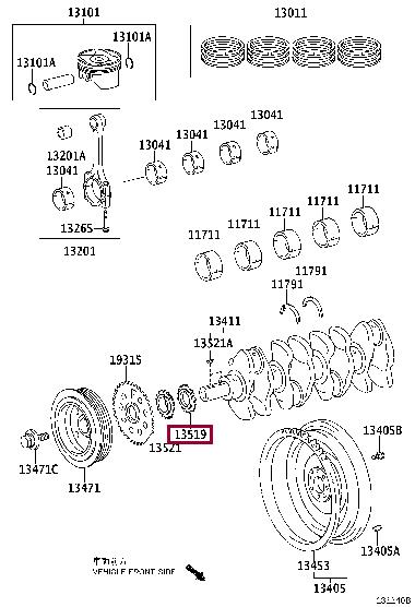 Toyota 13519-37010 Зубчасте колесо, колінчатий вал 1351937010: Купити в Україні - Добра ціна на EXIST.UA!
