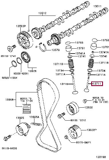 1371170040 Toyota Клапан впускной