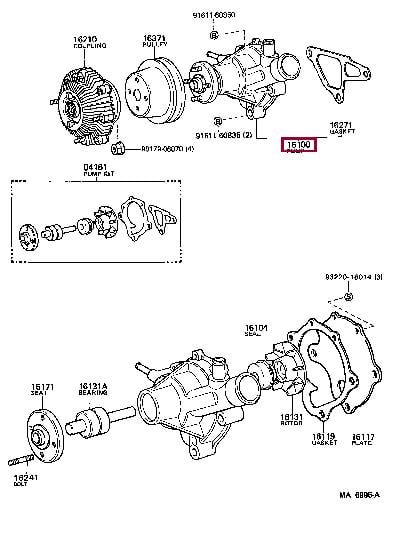 Toyota 16100-19156 Помпа водяная 1610019156: Отличная цена - Купить в Украине на EXIST.UA! 1610019156 Toyota Помпа водяная