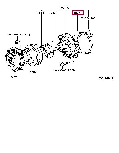 1627154030 Toyota Прокладка насоса охлаждающей жидкости