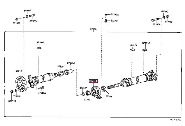3723022210 Toyota Подшипник подвесной вала карданного