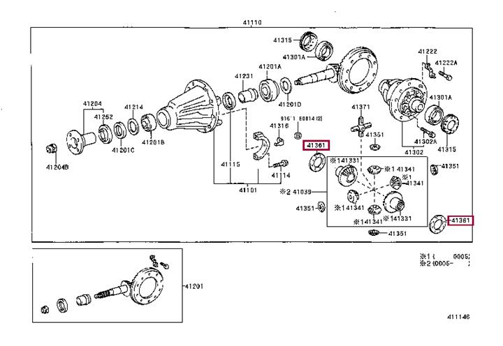 Шайба упорная задней полуосевой шестерни Toyota 41361-60320