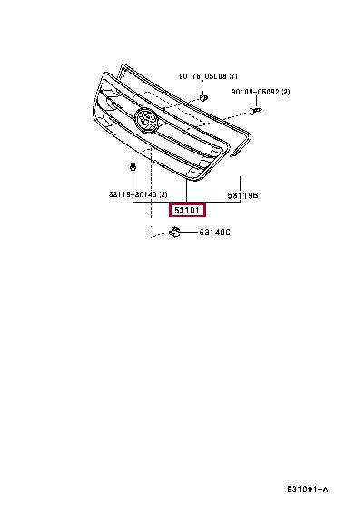 5310144090B0 Toyota Решетка радиатора