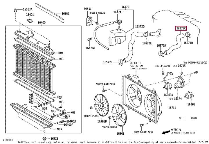 Toyota 16571-28240 Патрубок системи охолодження 1657128240: Приваблива ціна - Купити в Україні на EXIST.UA! 1657128240 Toyota Патрубок системи охолодження