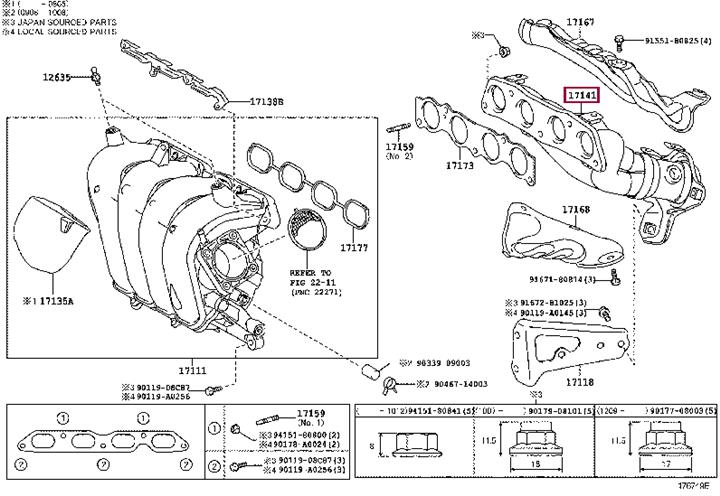Toyota 17141-0T040 Manifold, exhaust 171410T040: Отличная цена - Купить в Украине на EXIST.UA! 171410T040 Toyota Manifold, exhaust