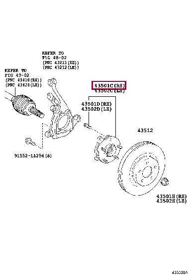 Toyota 43550-28030 Ступица колеса 4355028030: Отличная цена - Купить в Украине на EXIST.UA! 4355028030 Toyota Ступица колеса