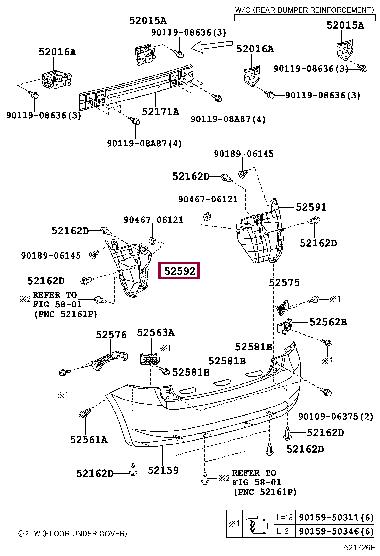 5259202130 Toyota - Seal, rear bumper side, lh 52592-02130 - купить ...