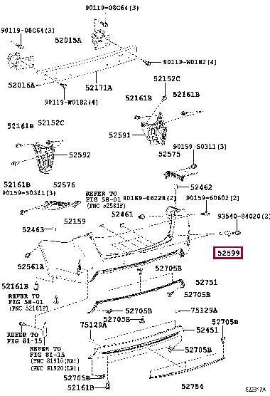 Toyota 52599-05010 Кронштейн бампера заднего 5259905010: Отличная цена - Купить в Украине на EXIST.UA! 5259905010 Toyota Кронштейн бампера заднего