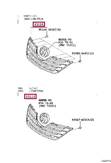 5310133240B0 Toyota Решітка радіатора