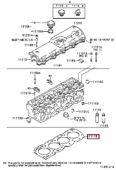 Прокладка головки блоку циліндрів Toyota 4 Runner (Тойота 4 Раннер): 1111554073D0 Toyota Прокладка ГБЦ