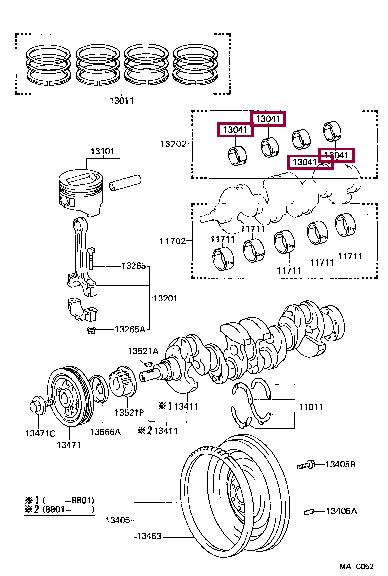 130411002001 Toyota Вкладыши шатунные, пара