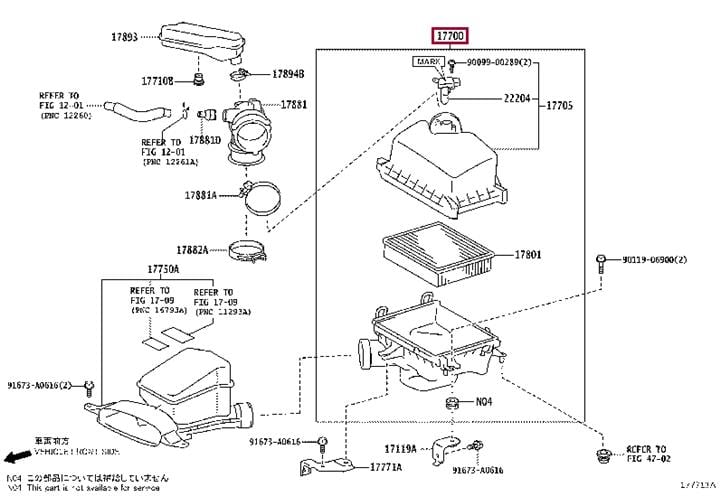 1770036250 Toyota Корпус воздушного фильтра