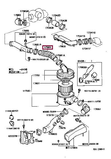 1788154340 Toyota Патрубок воздушный системы питания